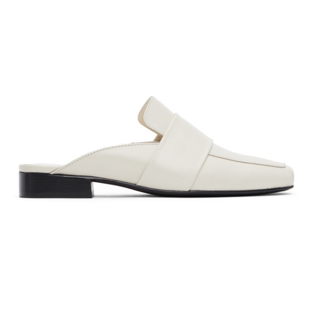 DORATEYMUR – White Leather Slide-On Mules